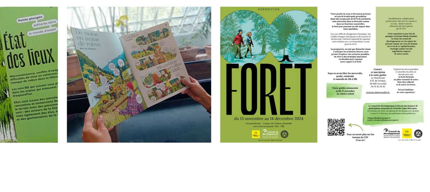 Forêt - Le premier tome d'imagine demain, la collection de Bande Dessinée prospective du C2D, s'expose à la Plateforme de Grenoble.